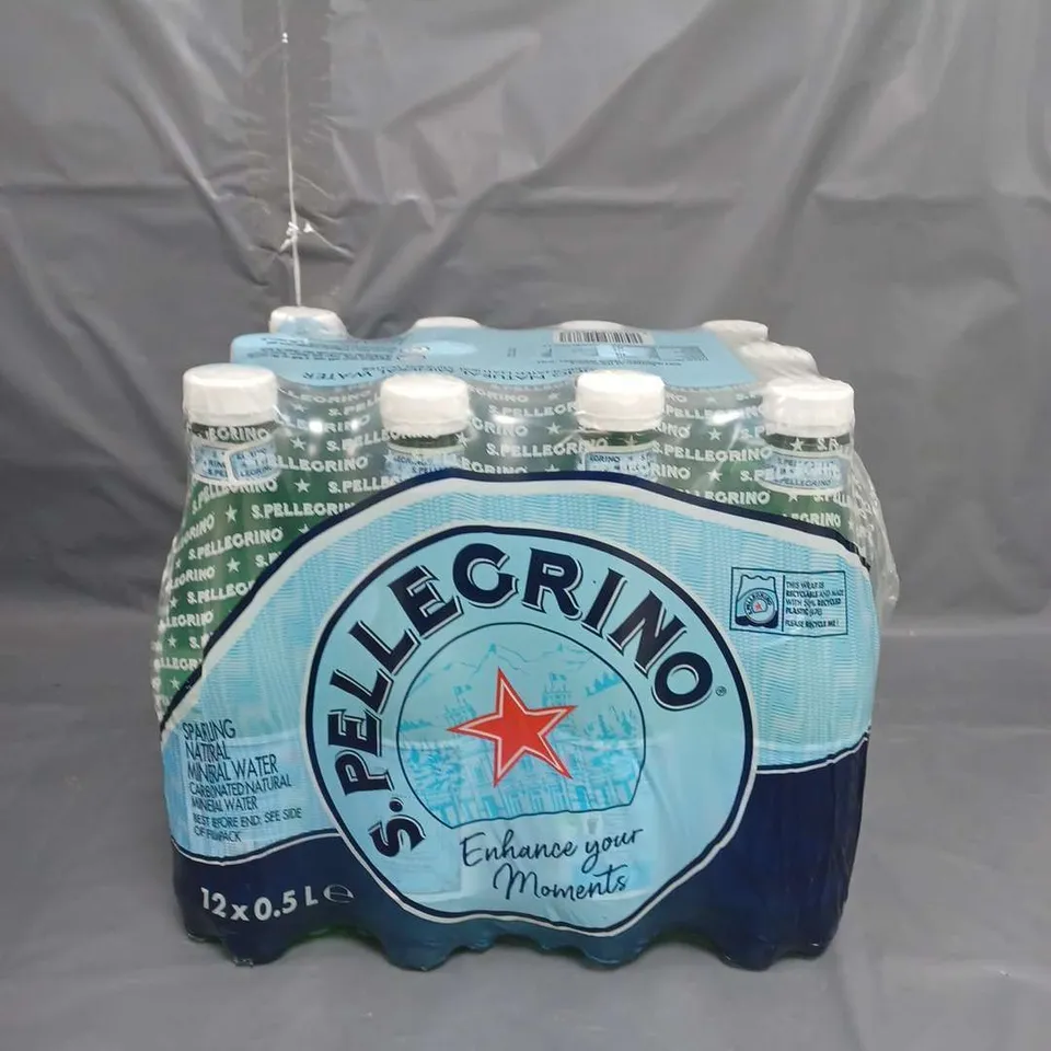 LOT OF 12 S.PELLEGRINO SPARKLING MINERAL WATER 500ML PER BOTTLE