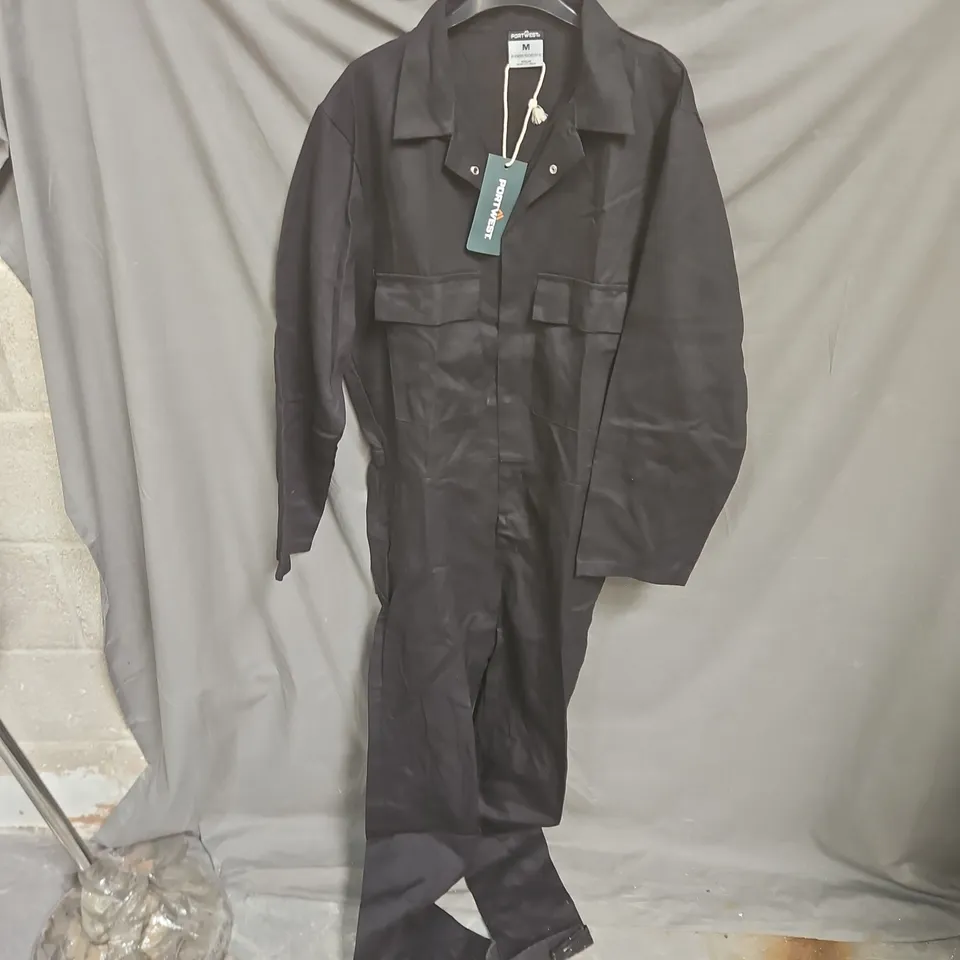 PORTWEST BLACK COVERALL / BOILER SUIT, SIZE M