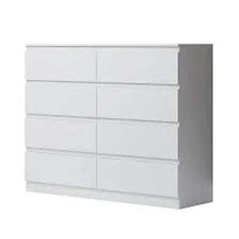 BOXED CARLTON 4+4 DRAWER CHEST - WHITE GLOSS (2 BOXES)