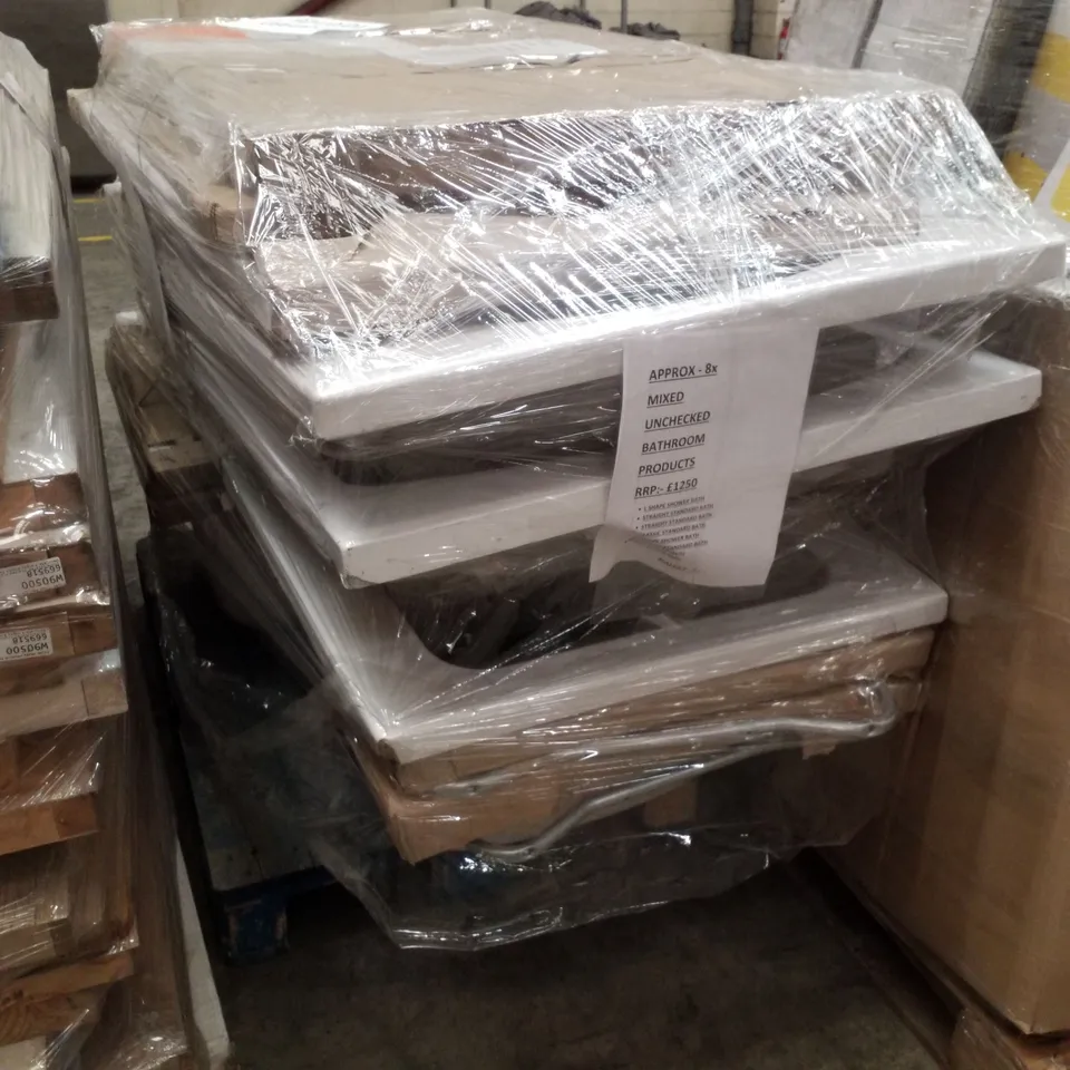 PALLET CONTAINING APPROXIMATELY 8 MIXED UNCHECKED BATHROOM PRODUCTS 