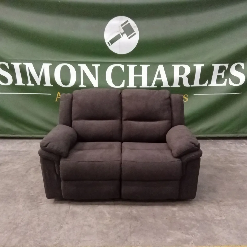 ALBION FABRIC 2 SEATER HIGH BACK MANUAL RECLINER SOFA - CHARCOAL RRP £579