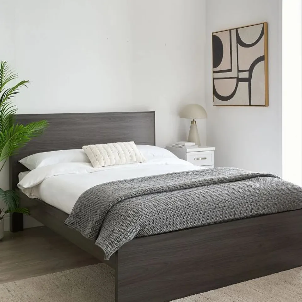 BOXED CAMBERLEY DOUBLE BED FRAME - DARK OAK (1 BOX)