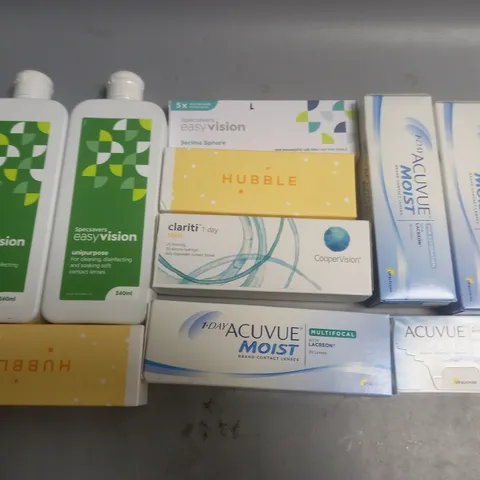 LOT OF ASSORTED EYE CARE ITEMS TO INCLUDE SPECSAVERS, ACUVUE AND HUBBLE