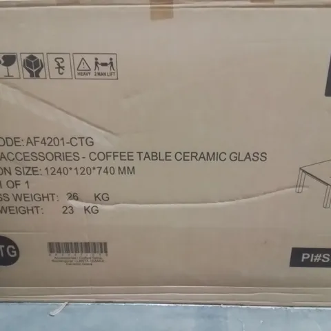 BOXED RECTANGULAR COFFEE TABLE WITH CERAMIC GLASS