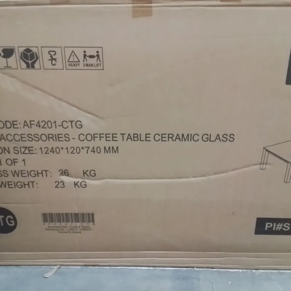 BOXED RECTANGULAR COFFEE TABLE WITH CERAMIC GLASS