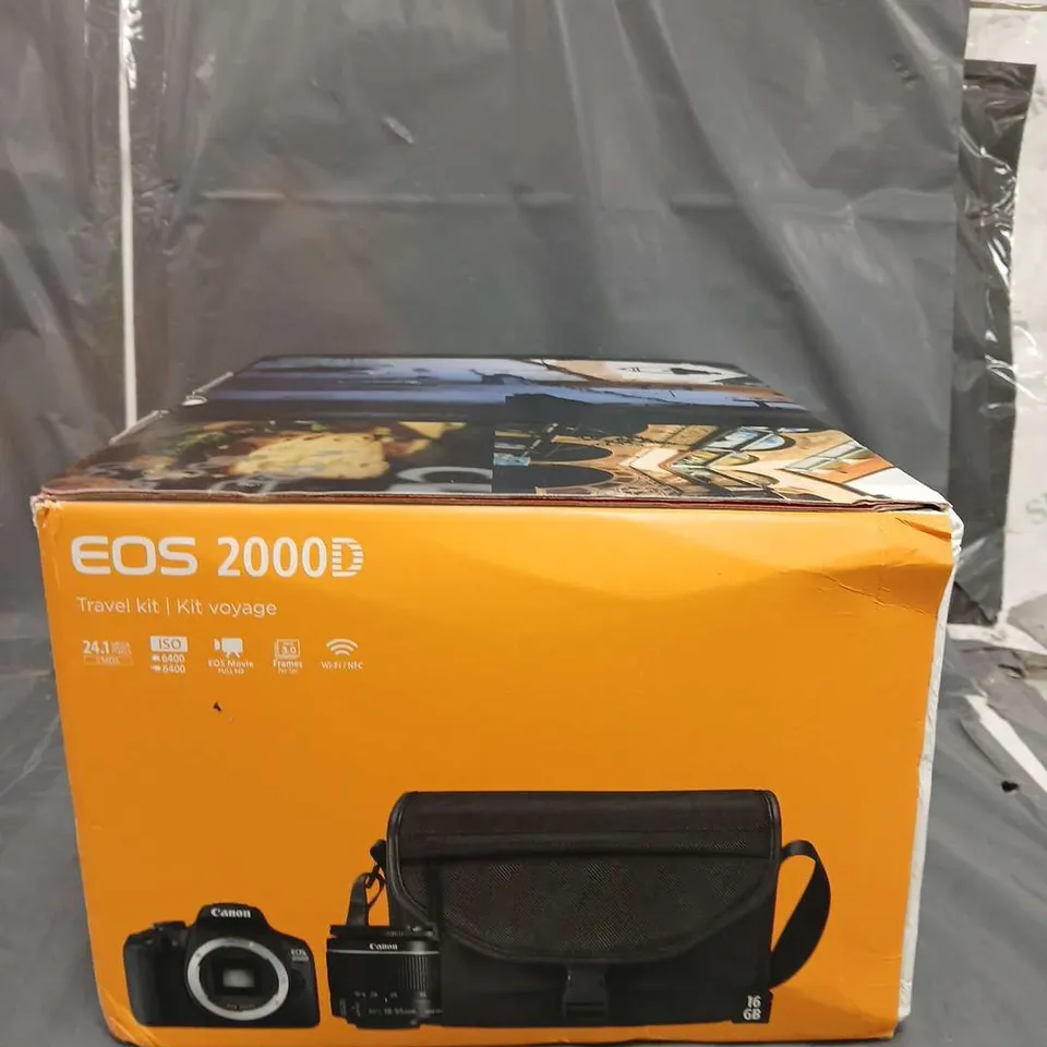 BOXED EOS 2000D DSLR CAMERA + EF-S 18-55MM IS LENS + SB130 SHOULDER BAG + 16GB MEMORY CARD KIT - BLACK