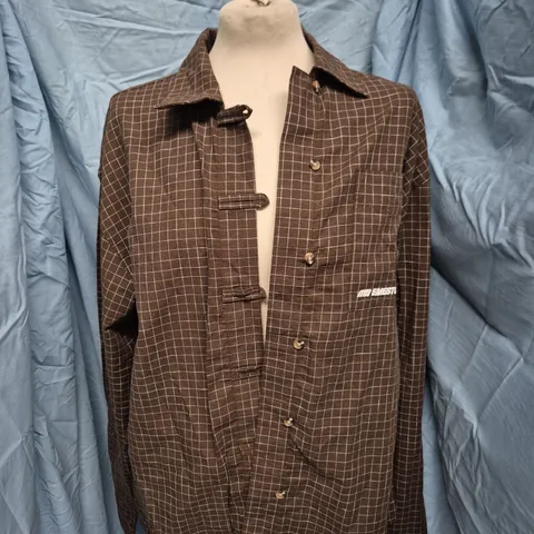 EMESTUDIOS BROWN CHECK SHIRT, UK SIZE S