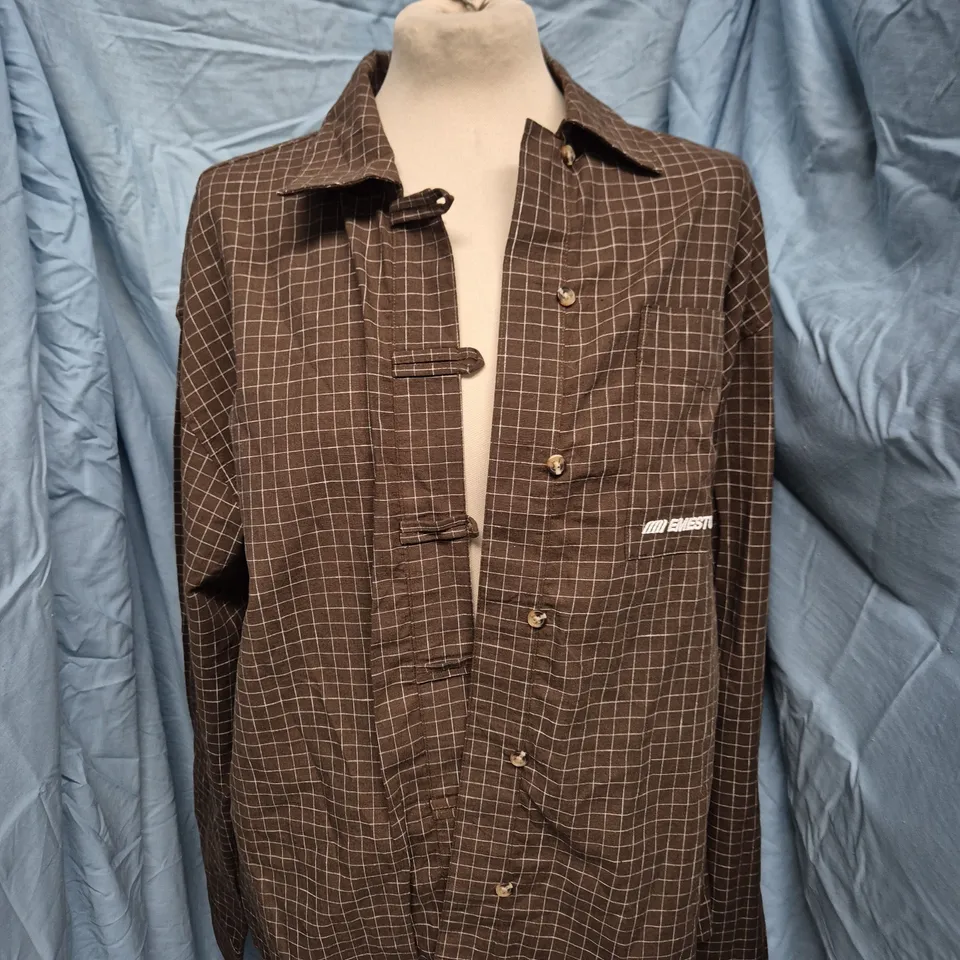 EMESTUDIOS BROWN CHECK SHIRT, UK SIZE S