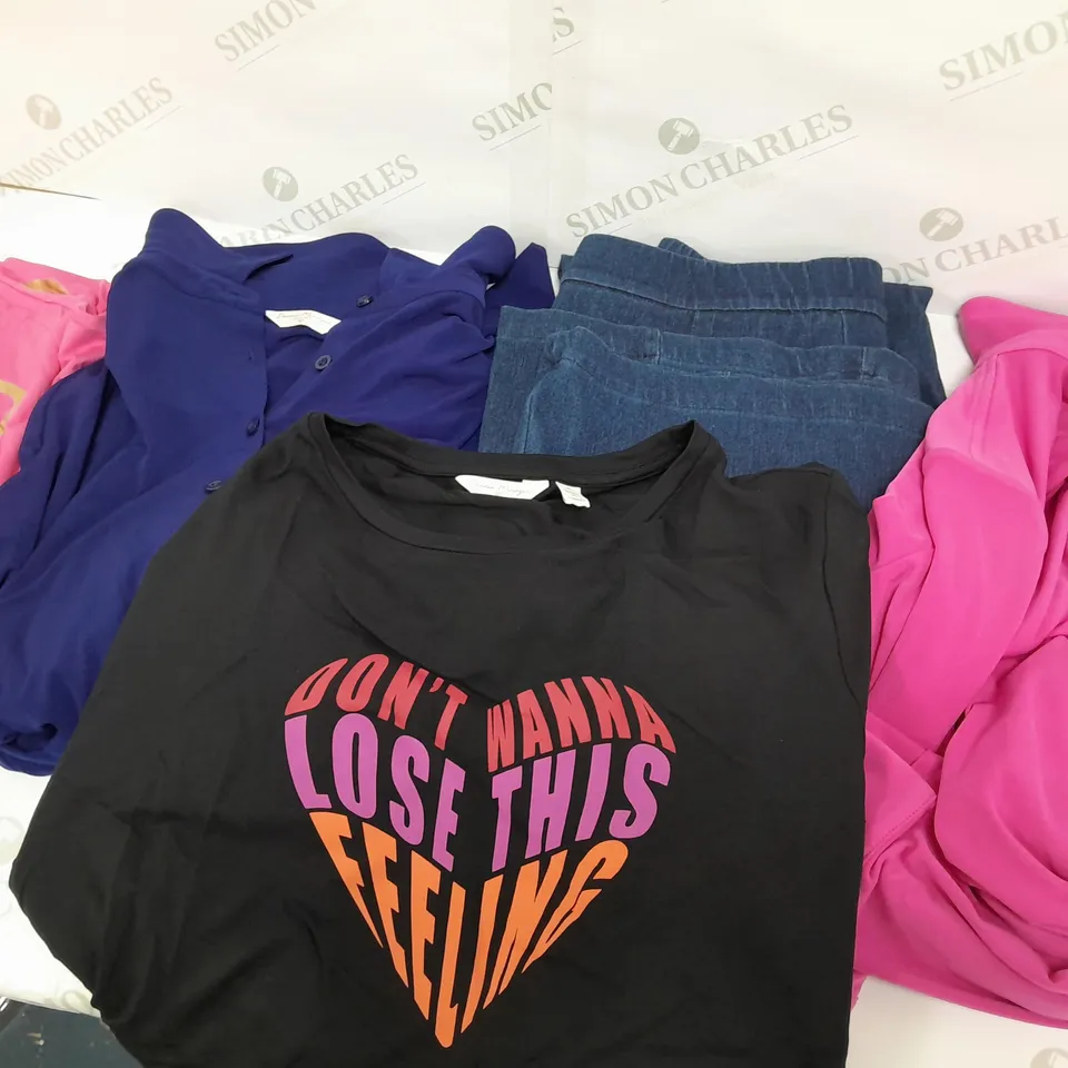 BOX OF VARIOUS DESIGNER CLOTHING DIFFERENT COLOUR AND SIZES 
