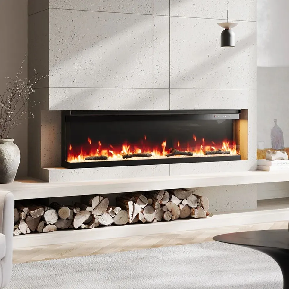 BOXED 60 INCH 3-SIDED RECESSED OR FREESTANDING ELECTRIC FIRE