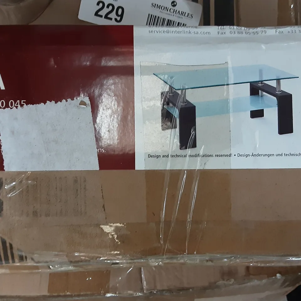 BOXED DANA COFFEE TABLE , INCOMPLETE BOX 2/2 ONLY , NO BOX 1