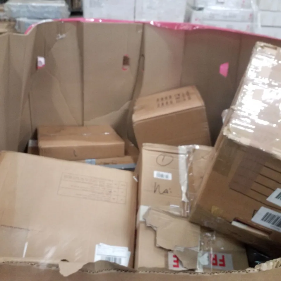 PALLET OF ASSORTED HOUSEHOLD GOODS AND PRODUCTS TO INCLUDE;MINI ELLIPTICAL,HYPER FETCH BALL FOR DOGS,SINGLE DOOR DOOR DINING CABINET 