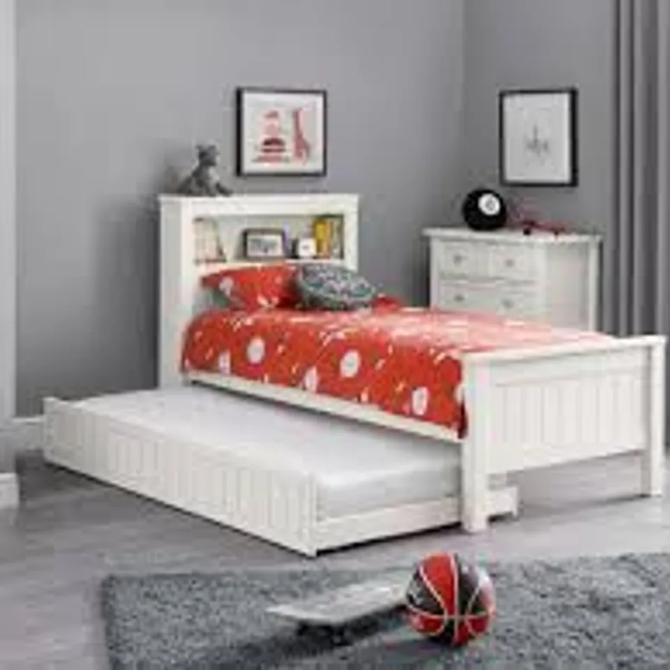 BOXED JULIAN BOWEN MAINE BOOKCASE BED, SINGLE - WHITE (2 BOXES)