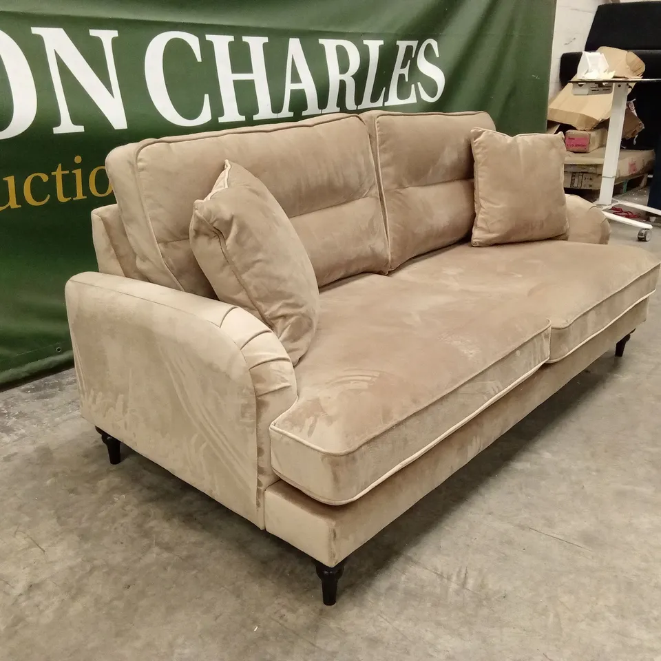 VICTORIA 3 SEATER FABRIC SOFA - MINK RRP £699