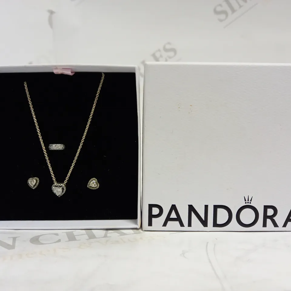 PANDORA NECKLACE, EARRINGS & CHARM SET