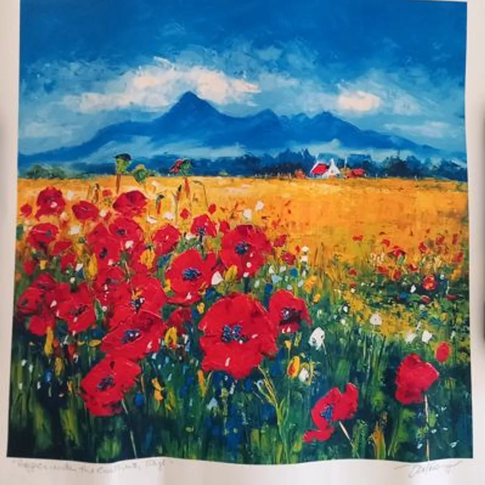 TWO ASSORTED JEAN FEENEY PRINTS TO INCLUDE; SKYE AND POPPIES UNDER THE CUILLINS