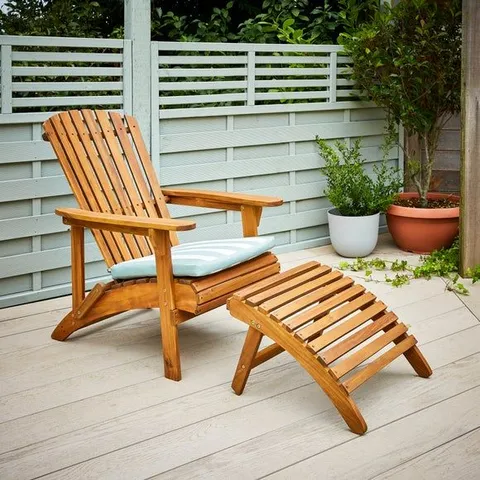 BOXED WOODEN ADIRONDACK CHAIR WITH FOOTSTOOL