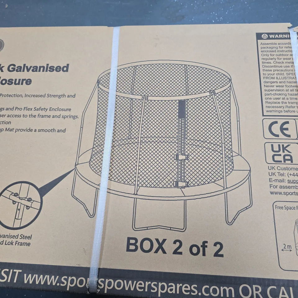 BOXED SPORTSPOWER 12FT QUAD LOK GALVANISED TRAMPOLINE (BOX 1 OF 2 - 2ND BOX MISSING) - COLLECTION ONLY