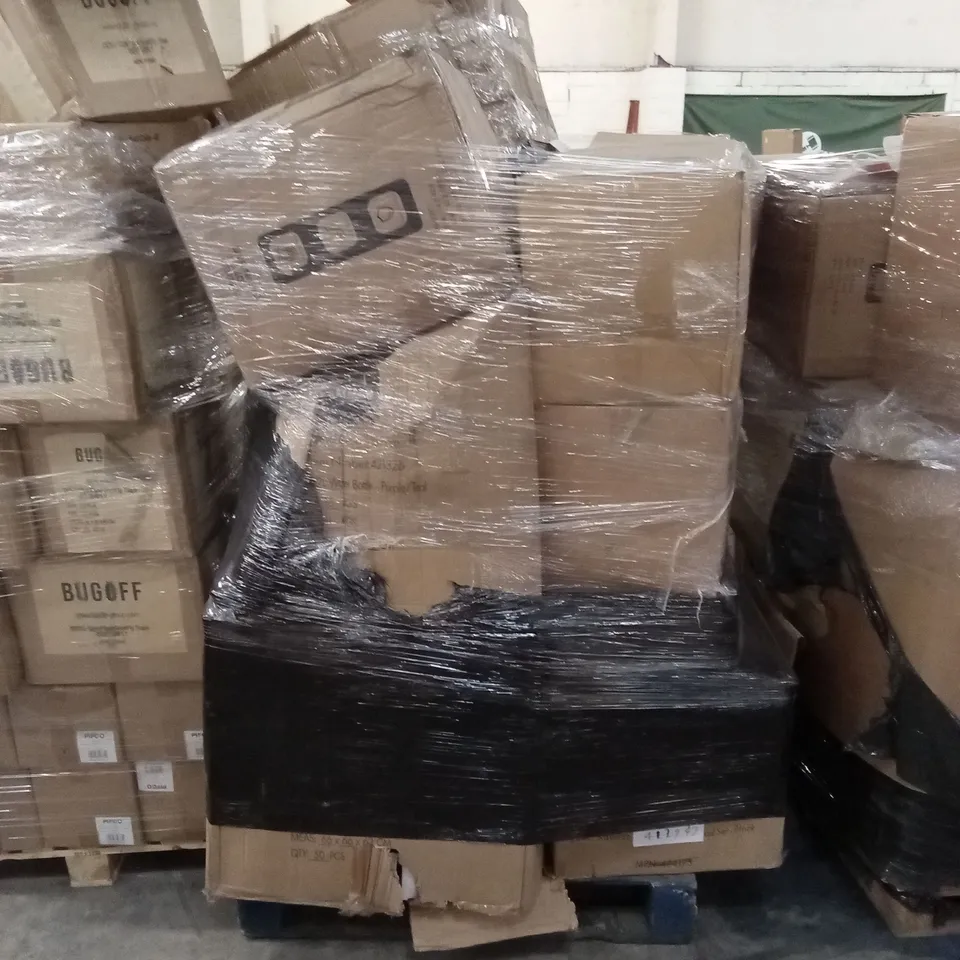 PALLET OF ASSORTED HOUSEHOLD GOODS & PRODUCTS TO INCLUDE; WATER BOTTLES, CABIN BAGS, EXERCISE MATS ETC