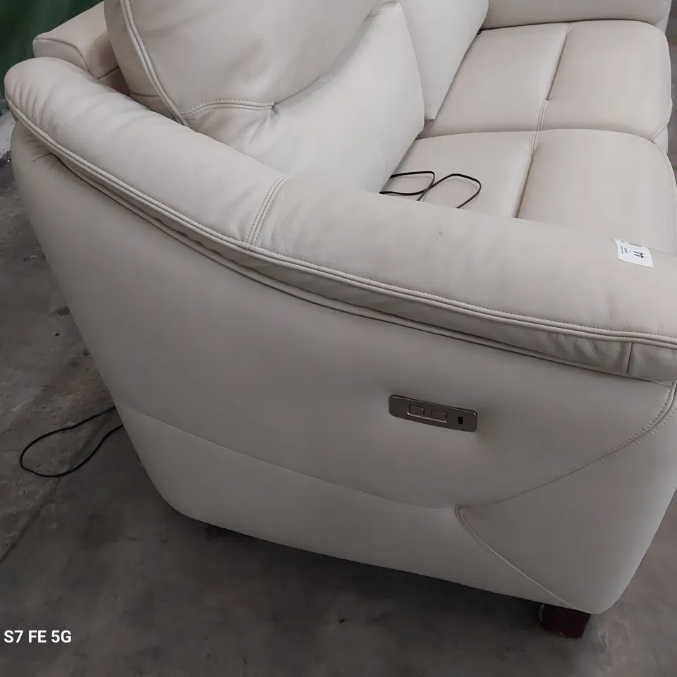 QUALITY BRITISH DESIGNER G PLAN JACKSON POWER RECLINING THREE SEATER SOFA CAPRI STONE LEATHER 