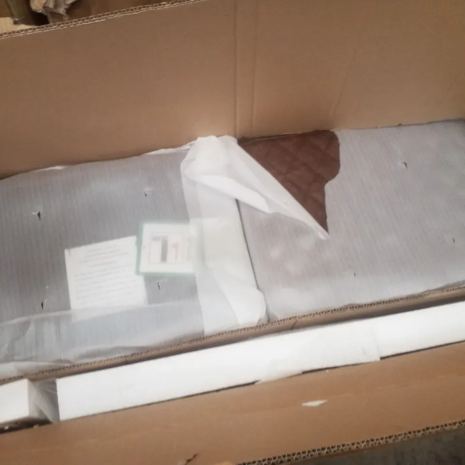 BOXED SET OF 4 BROWN LEATHER DINING STOOLS