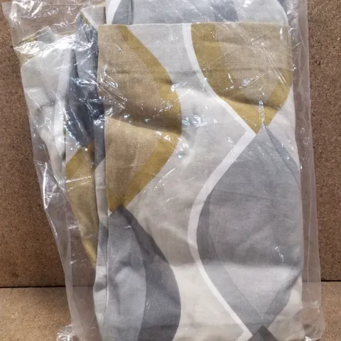 100% COTTON READY MADE EYELET CURTAIN - GREY/YELLOW (SET OF 2)