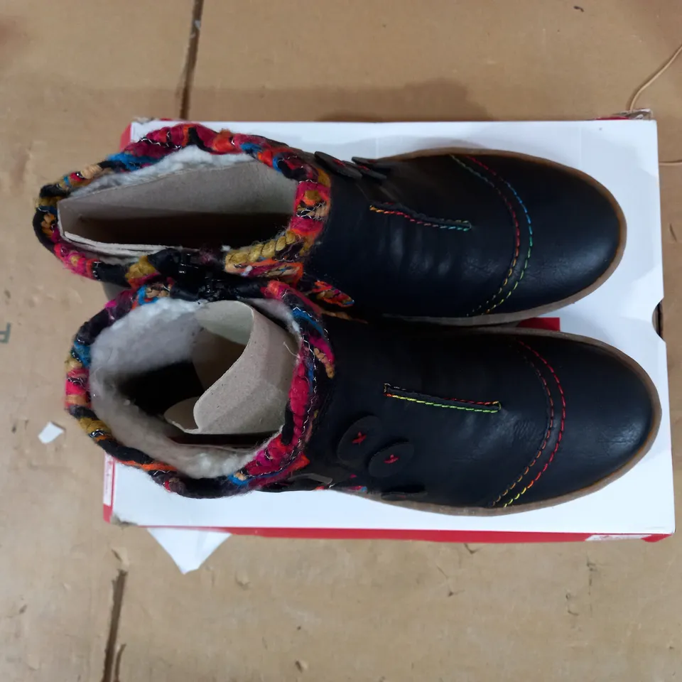 RIEKER CUFF ANKLE BOOT BLACK SIZE 6.5