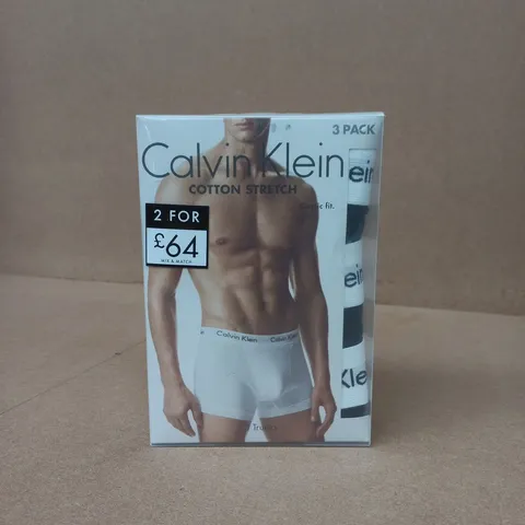 CALVIN KLEIN COTTON STRETCH MEN'S TRUNKS – 3 PACK SIZE M