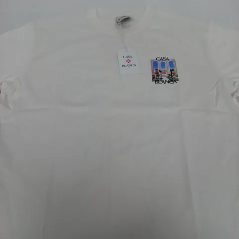 CASA BLANCA WHITE T‑SHIRT WITH GRAPHIC PRINT - SIZE XXL
