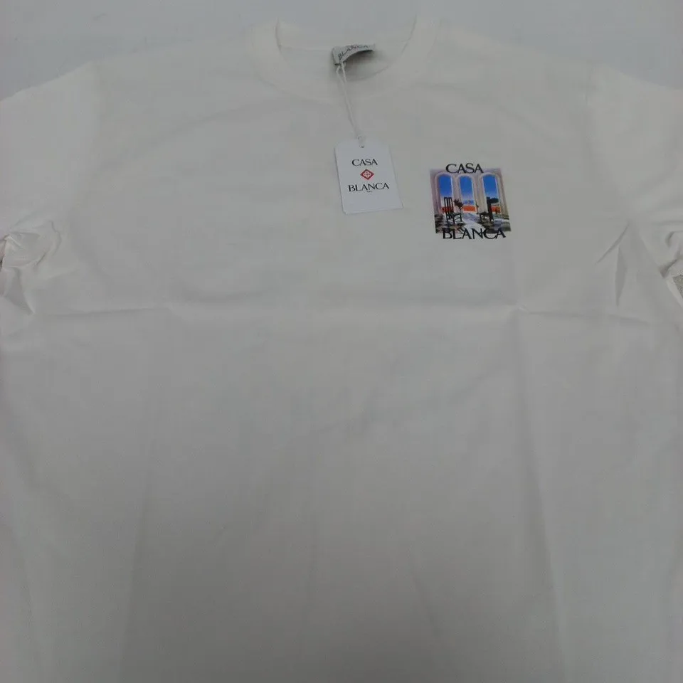 CASA BLANCA WHITE T‑SHIRT WITH GRAPHIC PRINT  - SIZE XXL
