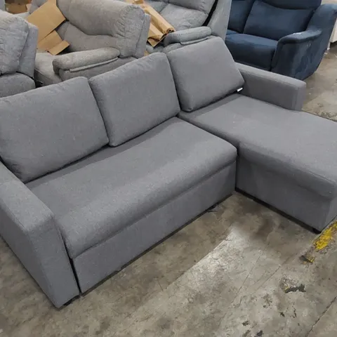 DESIGNER 2-PIECE CORNER SOFA BED UPHOLSTERED IN GREY FABRIC