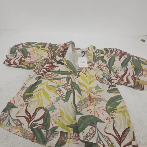 WHITE STUFF BEX COTTON TOP – IVORY FLORAL PRINT, ORGANIC COTTON, UK 12