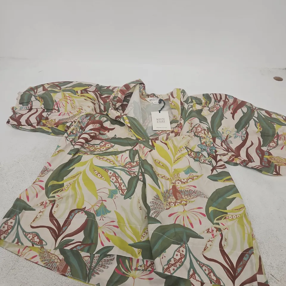 WHITE STUFF BEX COTTON TOP – IVORY FLORAL PRINT, ORGANIC COTTON, UK 12