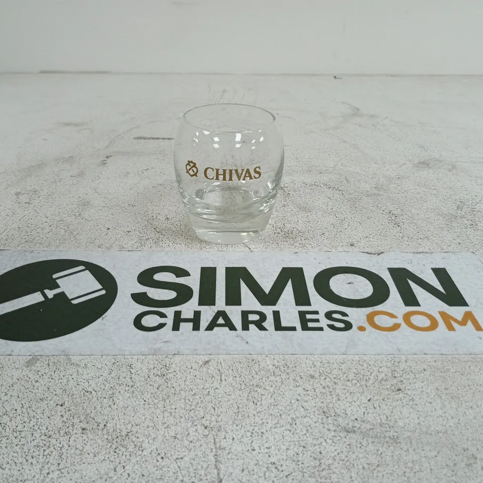 BOX OF 6 CHIVAS BRANDED GLASSES – CLEAR WHISKY TUMBLERS