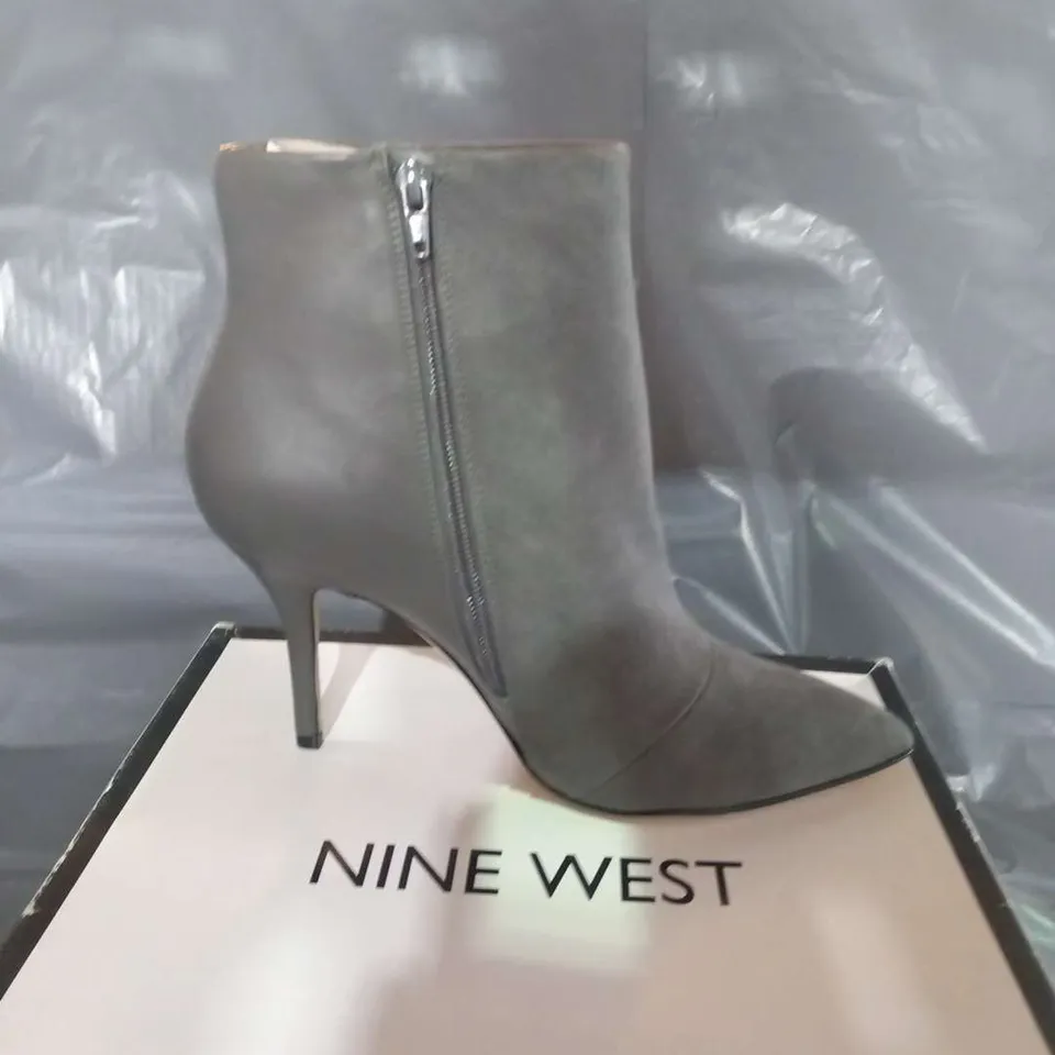 BOXED NINE WEST GREY GLAGSHIP ANKLE BOOTS SIZE 8