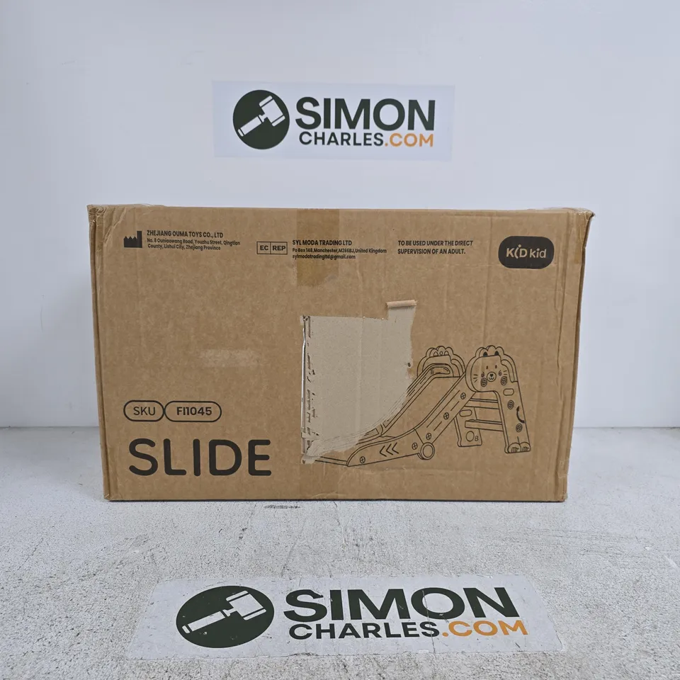 KID KID CHILDREN'S PLASTIC GREY SLIDE PLAYSET – BOXED (UNASSEMBLED)