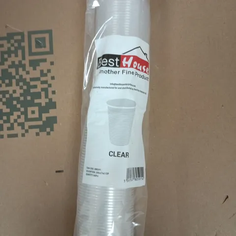 APPROXIMATELY 25 PACKS OF BEST HOUSE CLEAR PLASTIC CUPS - 100 CUPS PER PACK 
