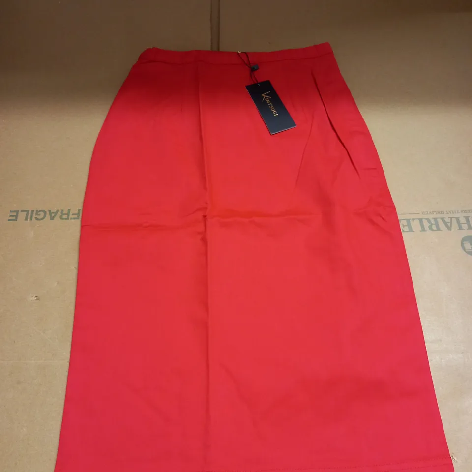 KINTSUGI WOMENS RED PENCIL SKIRT WITH HIDDEN VELCRO OPENING SIZE 8