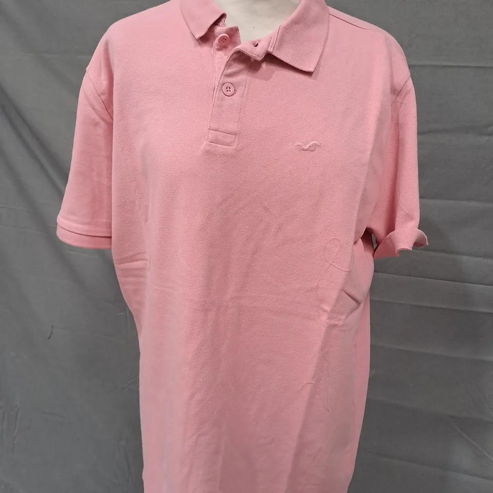 HOLLISTER ADVANCED STRETCH POLO IN PINK SIZE LARGE