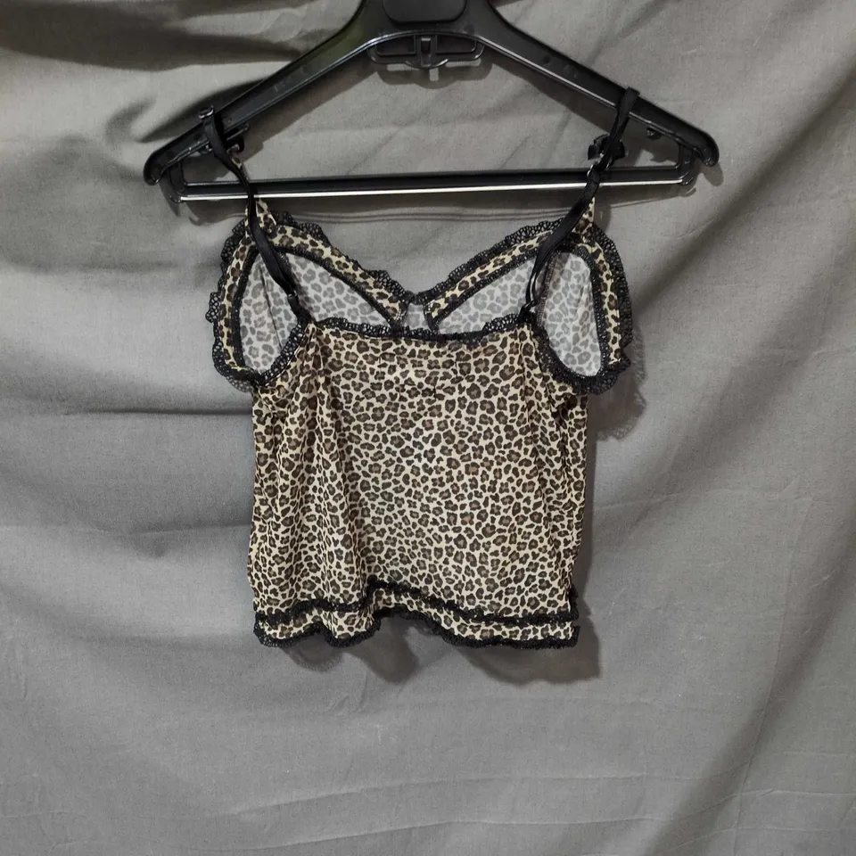 URBAN OUTFITTERS LEOPARD PRINT LACE-TRIM CAMISOLE TOP – UK SIZE M