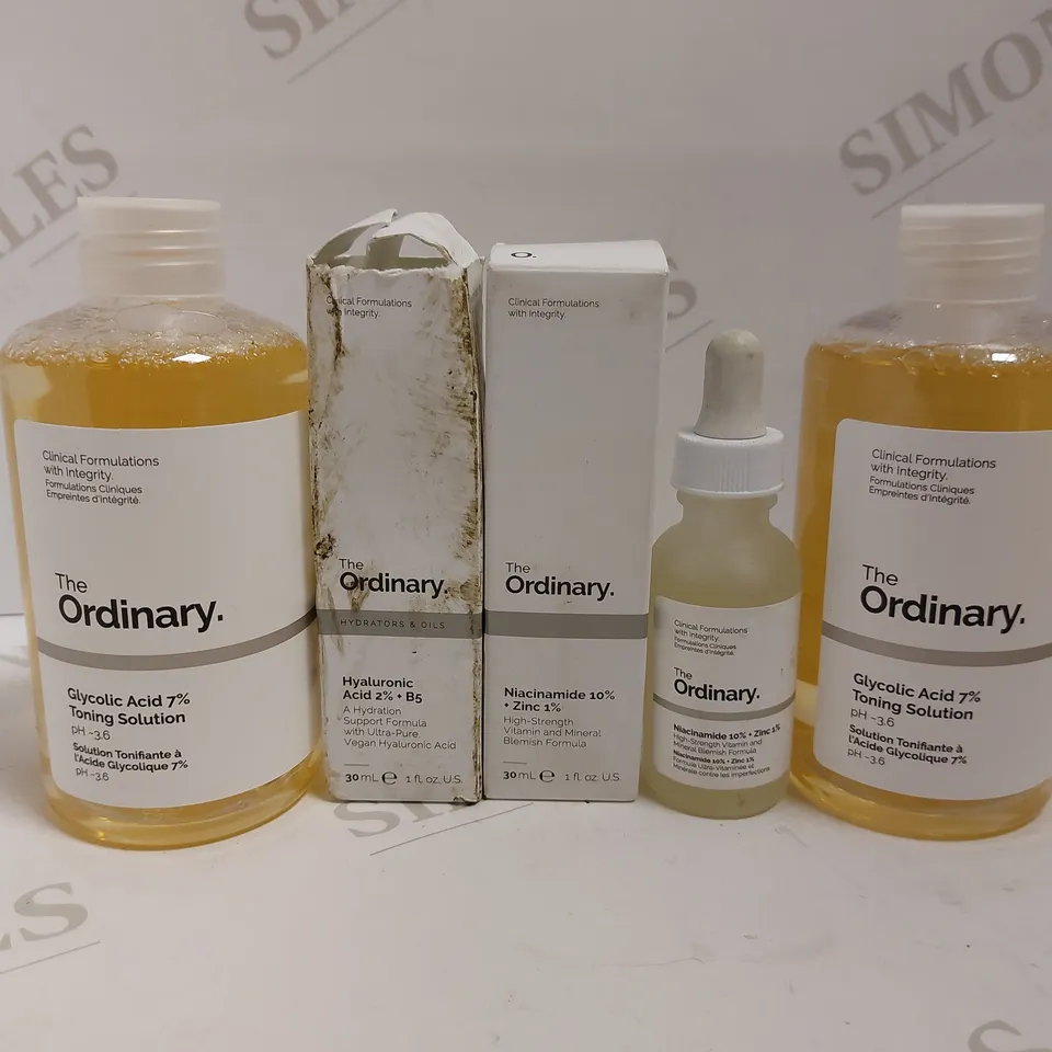 BOX OF APPROX 5 THE ORDINARY ITEMS TO INCLUDE GLYCOLIC ACID, NIACINAMIDE FORMULA
