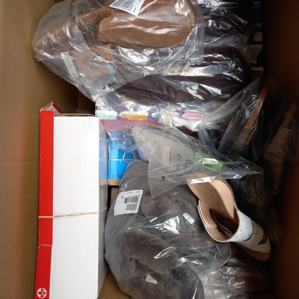 APPROXIMATELY 10 ASSORTED FOOTWEAR ITEMS IN VARIUS STYLES, COLOURS AND SIZES TO INCLUDE SANDALS, BOOTS AND SLIPPERS ETC