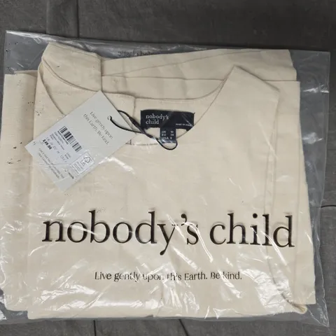 NOBODY'S CHILD PALERMOMINI LINEN DRESS IN STONE SIZE UK 10