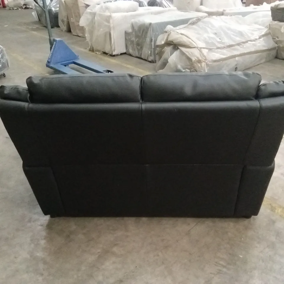 ALBION LUXURY FAUX LEATHER HIGH BACK 2 SEATER SOFA - BLACK RRP £519