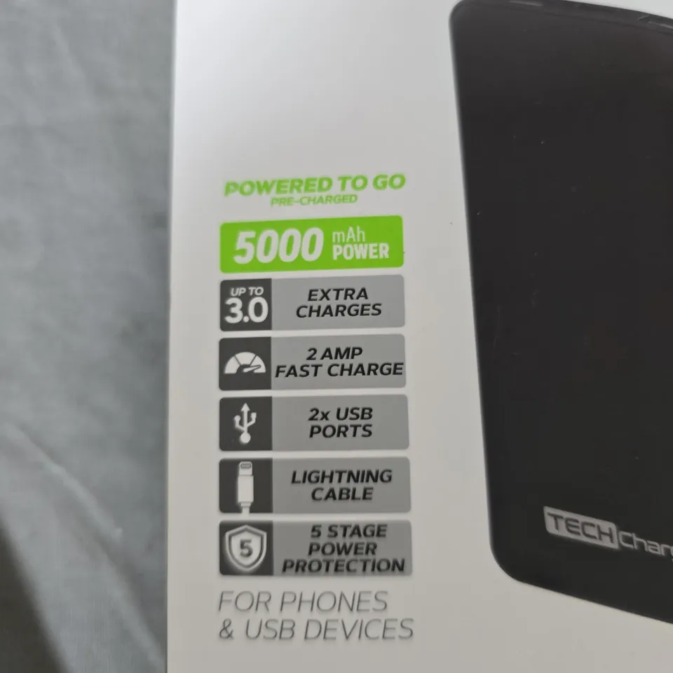 TECHCHARGE BONUS PACK 5000MAH POWER BANK TWIN PACK WITH LIGHTNING CABLE