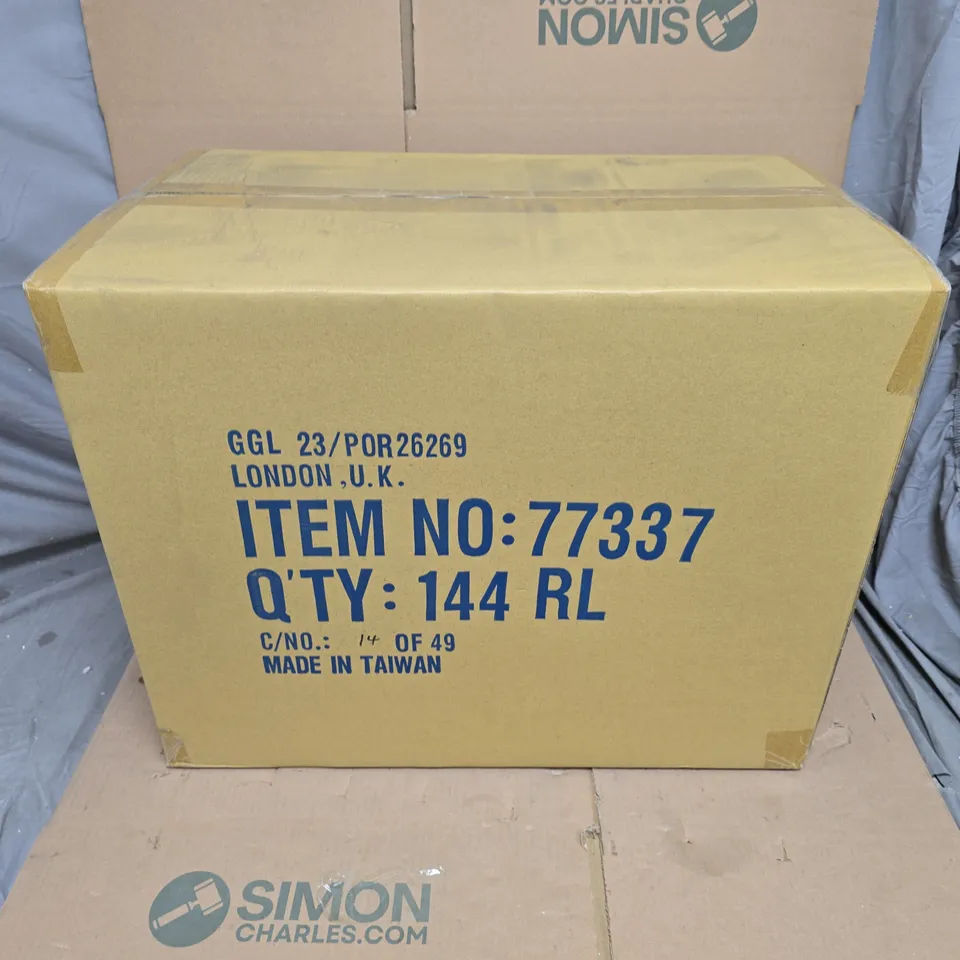 LARGE QUANTITY OF GISELA GRAHAM LONDON DECORATIVE RIBBON ROLLS – 6 BOX SETS OF 24 (144 in total) 63MM X 3M, SILVER