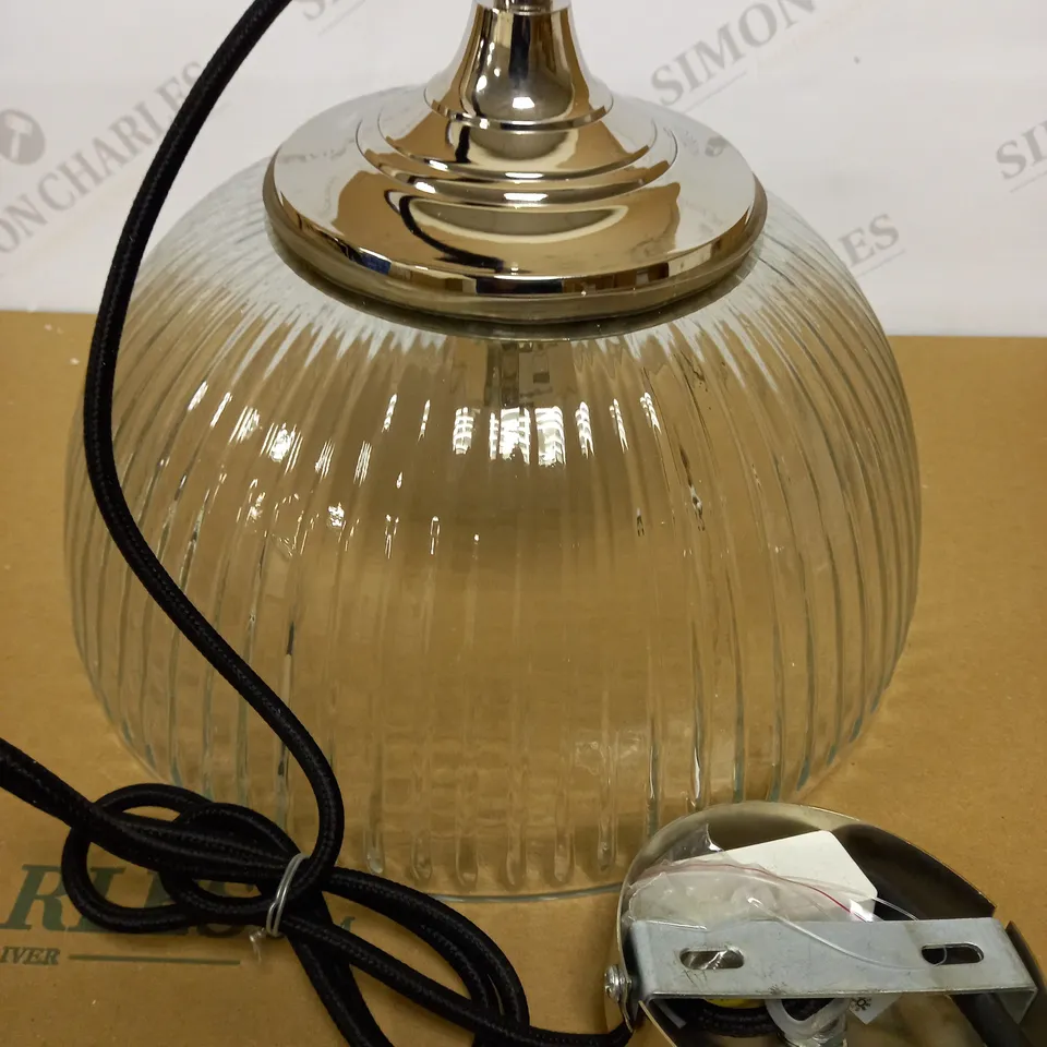 DAR LIGHTING YAMBOL PENDANT POLISHED NICKEL CLEAR GLASS LIGHT FIXTURE