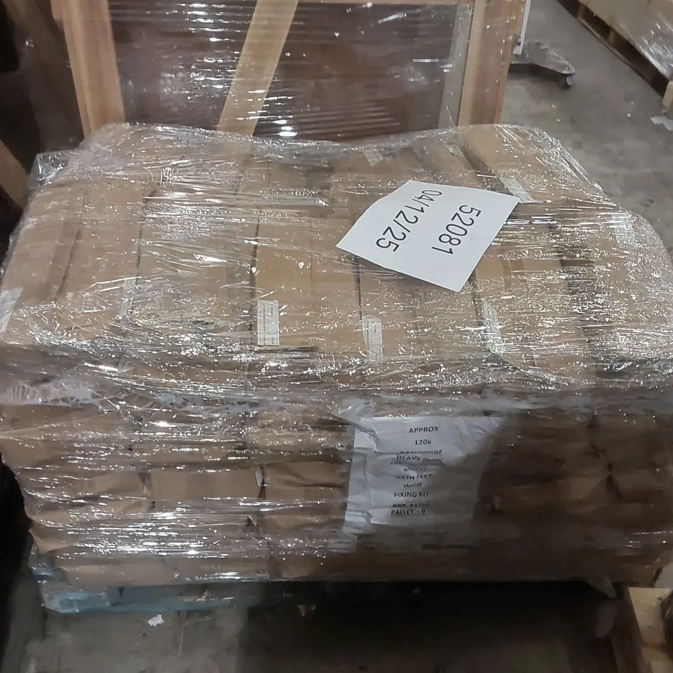 PALLET CONTAINING APPROXIMATELY 120x BATHSTORE HEAVY DUTY FREESTANDING METAL BATH FEET WITH FIXING KITS