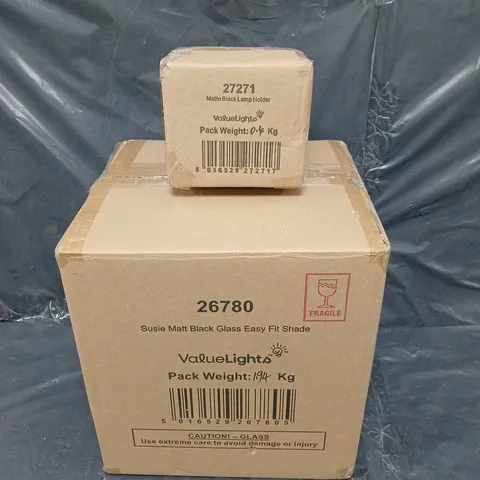 BOXED SUSIE MATT BLACK EASY FIT SHADE AND LAMP HOLDER 