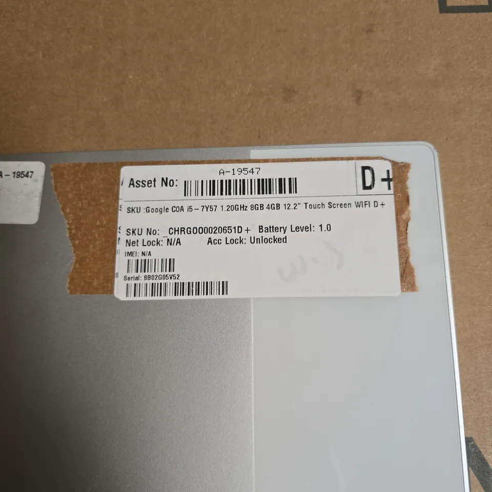 GOOGLE CHROMEBOOK LAPTOP, 12.2-INCH TOUCH SCREEN, SILVER 